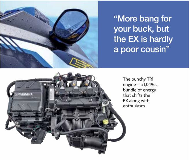 The punchy TR1 engine—a 1,049cc bundle of energy that shifts the EX along with enthusiasm.