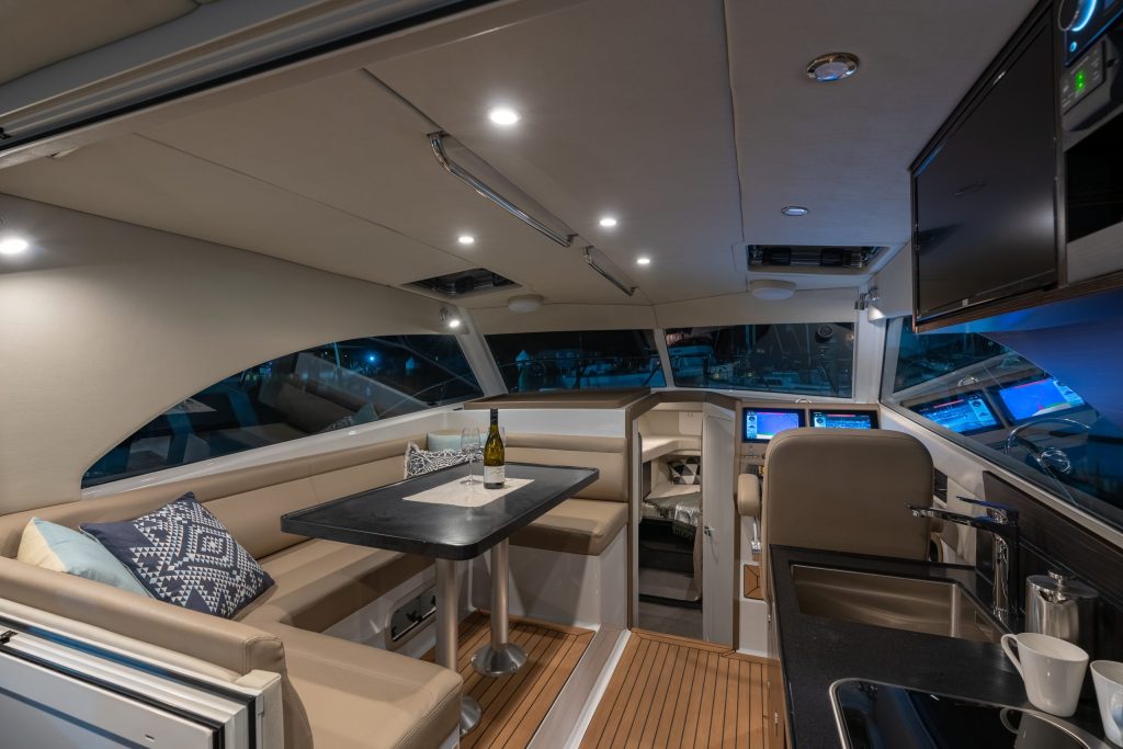 The Dickey 36 benefits from more space in the saloon, which means the settee is long enough to sleep on.