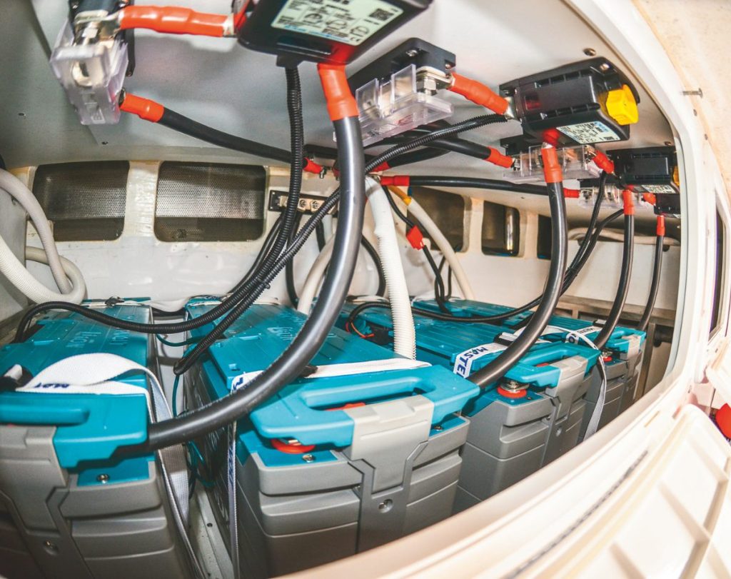 The four lithium-ion replacements cut more than a tonne in weight. Originally in A new spark, lithium batteries. // Photo credit: Lawrence Schäffler