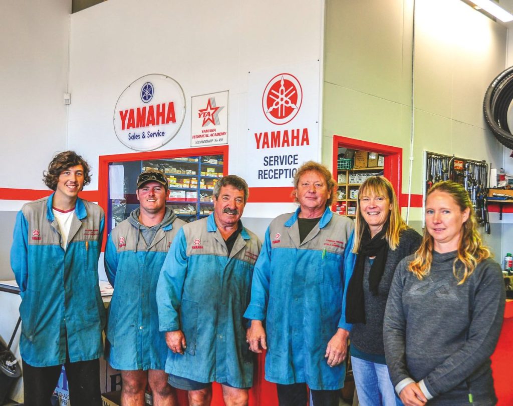 Gary Johansen's Paeroa Marine and Cycle Centre team in 2019. // Photo credit: John Macfarlane