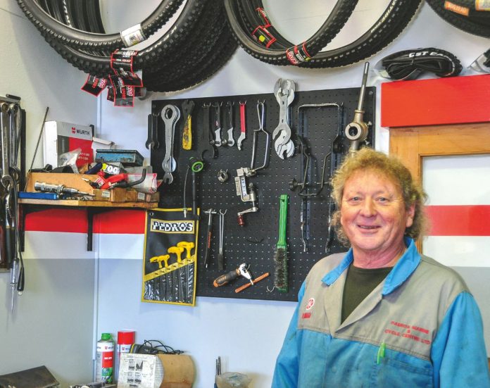 Gary Johansen of Paeroa Marine and Cycle Centre. World famous in Paeroa. // Photo credit: John Macfarlane
