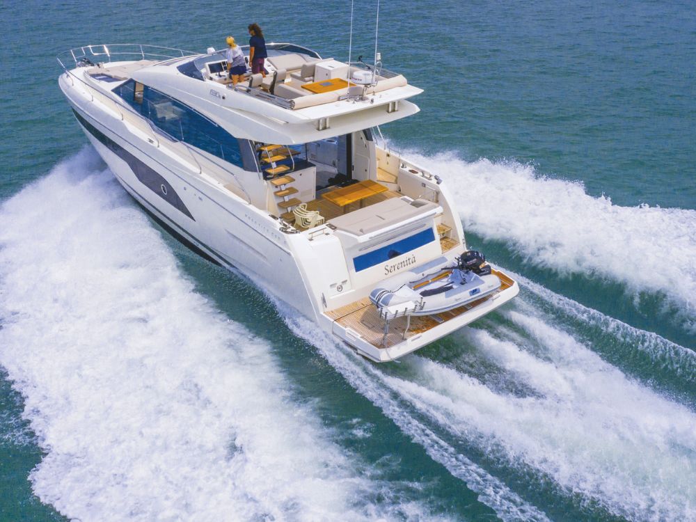 On a nice day the Sport Flybridge is the place to be.