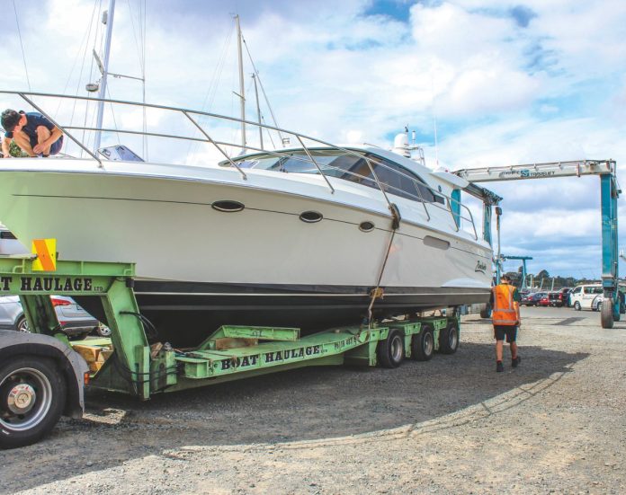 Zambuka, the second boat out of the AT43 moulds for the team at Allan Tongs Boatbuilders, was recently launched at Westpark, Auckland. // Allan Tongs Boat Builders