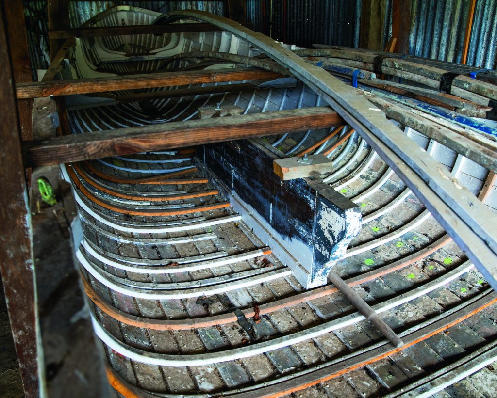 An old whaler’s boat being restored behind the scenes at the museum. Old whaler at Okains Bay Museum (Up the creek: Old boats heaven) // Photo credit: Lesley Stone