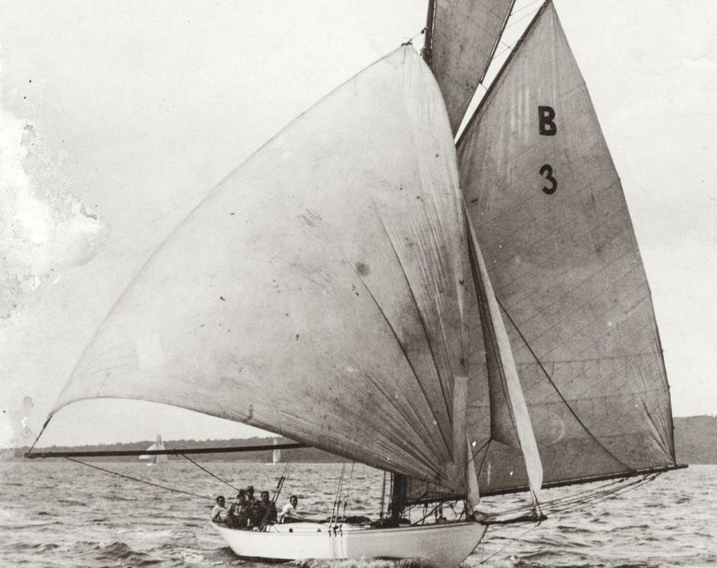 Waione, second in the 1932 Balokovic Cup race. One man and his boats: Harold George; Victory at war