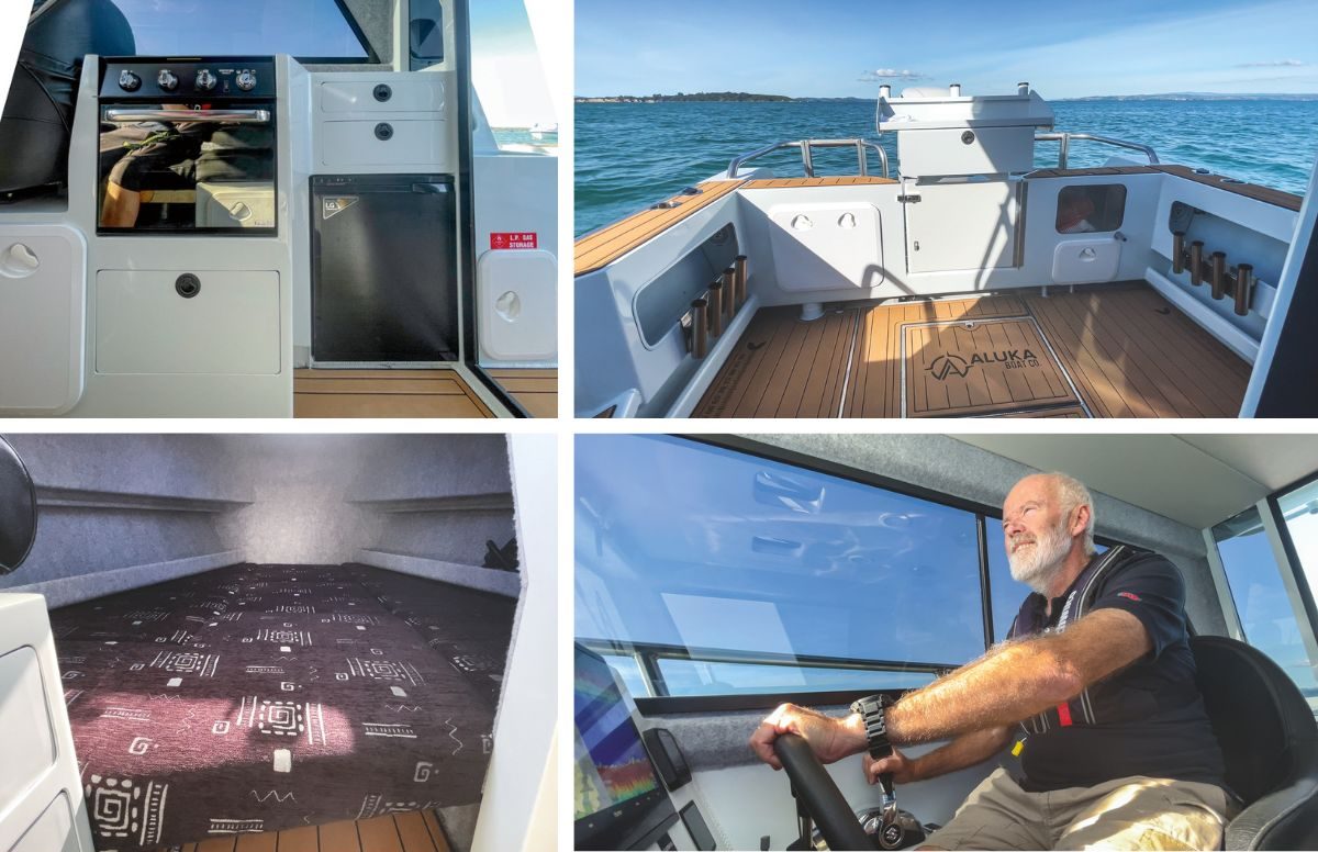 The Aluka 823 Walkaround has a compact galley, comfortable helm seat, generous berth forward, and a well designed, highly practical cockpit layout impressed our reviewer. // Photo credit: Roger Mills / Boating New Zealand