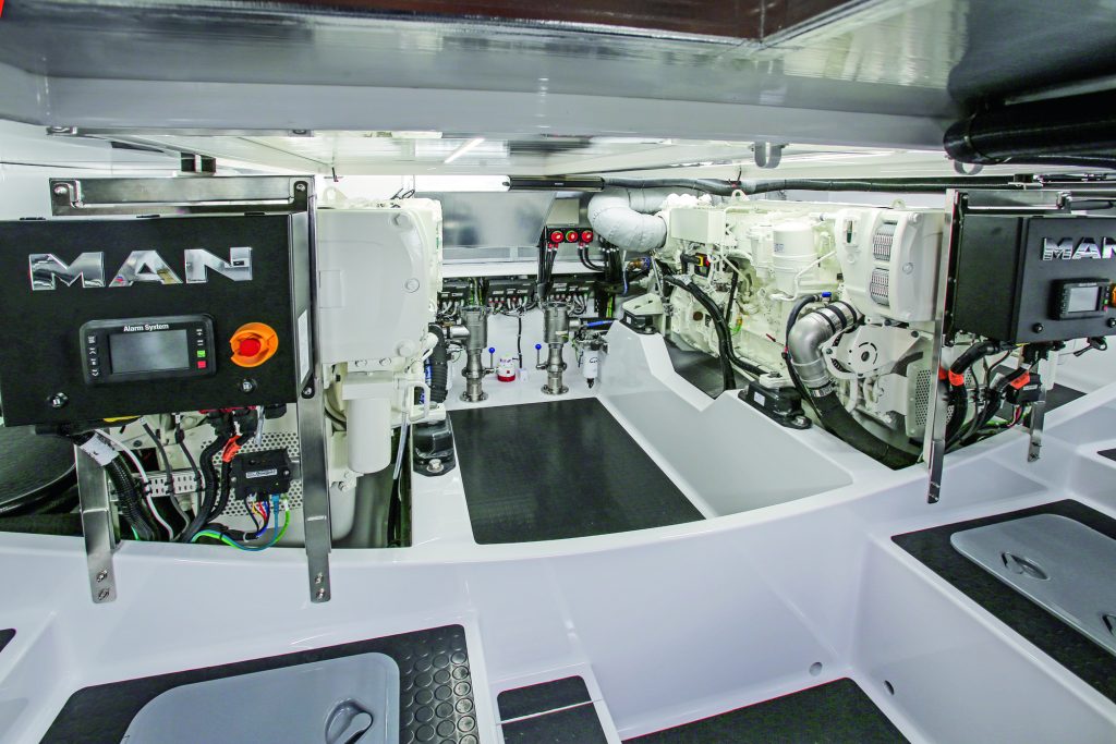 Everything is ship-shape in Zaphira’s pristine engine room.