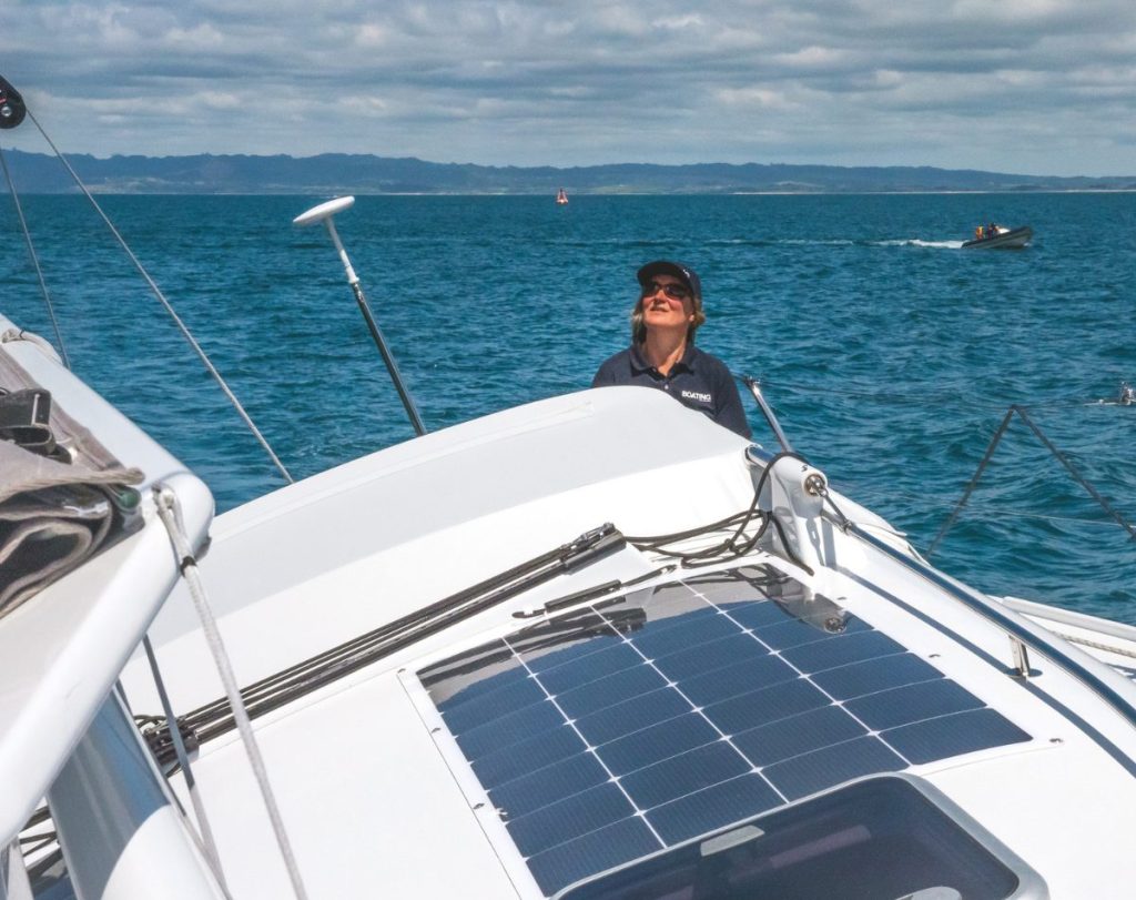 The supplementary solar panels // Photo credit: Roger Mills / Boating New Zealand