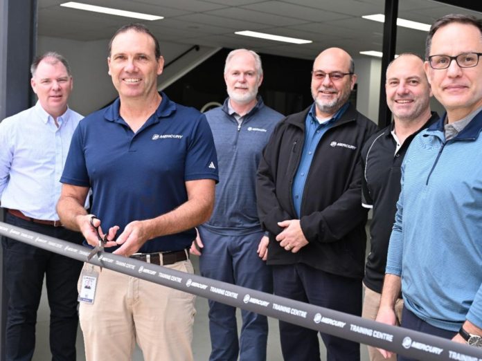 (L-R Nicholas Webb ANZP Senior Director Engines, Aftersales & Marketing, Trevor Henri Senior Field Service Manager, Paul Giddings CFO Mercury Marine, Randy Caruana, Executive Vice President, Jodie Askew Training Manager, John Buelow, Mercury Marine President)