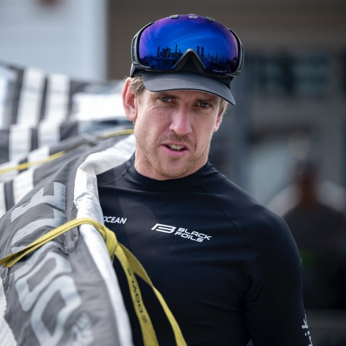 Peter Burling at the New York Sail GP. June 6 2025. Photo credit- Black Foils