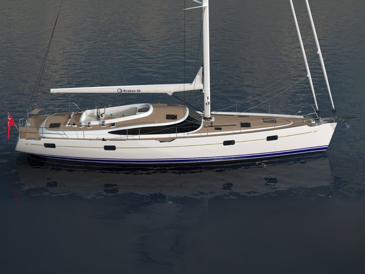Kraken 58, exterior render from Dibley Yacht Design // Photo credit: Dibley Yacht Design