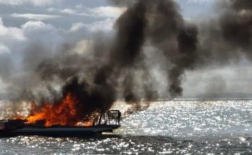 Coordinated emergency response after launch fire near Browns Island