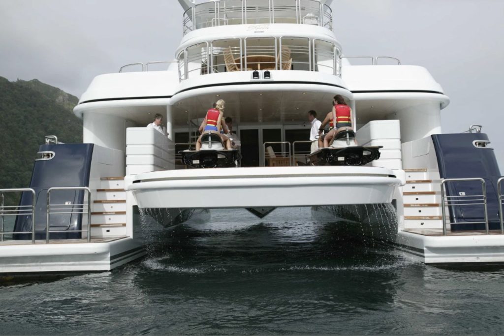 The Spirit Line offers something far more functional and elegant_ a large, submersible hydraulic platform. // Photo credit: New Zealand Yachts