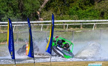 Points tighten as jetsprints head to Whanganui Matthew Hareb and Hayden George (Group A) in Moist-ER #22 // Photo credit: Shot 360 Photography