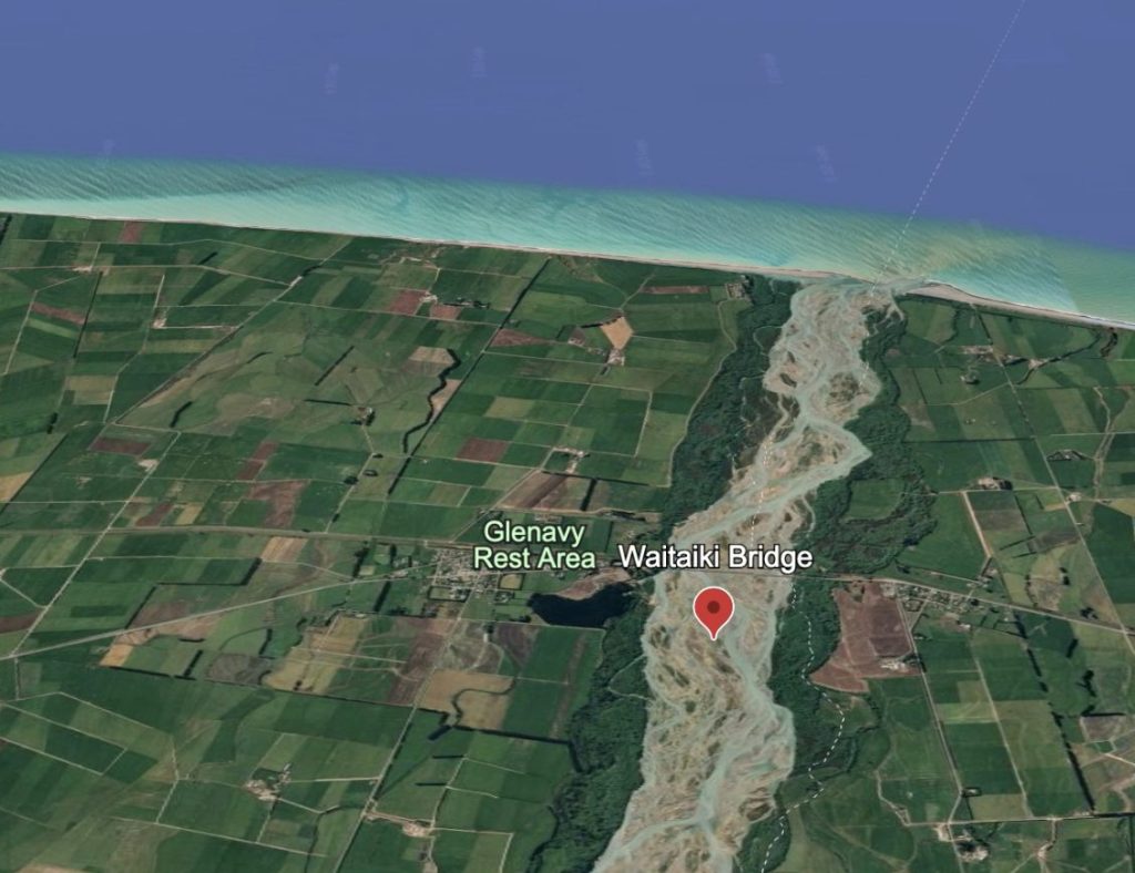 Waitaki River x State Highway 1 // Google Earth