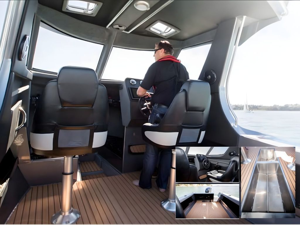 The Ultimate 21 is nicely appointed inside with a comfortable helm position. It’s an easy boat to drive and has a generous cockpit. Underfloor lockers will easily swallow dive bags, dive bottles and other bulky gear.