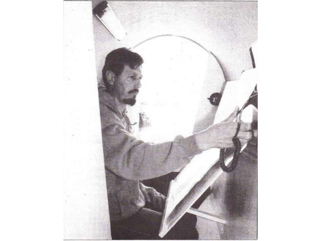 Builder Richard Pilkington demonstrates the fold out chart table