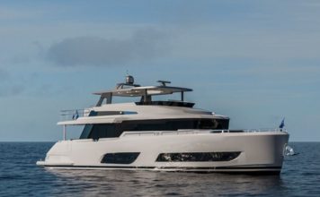 A first look at the new Horizon V74 EVO at Boot Düsseldorf // Photo credit: Horizon Yachts