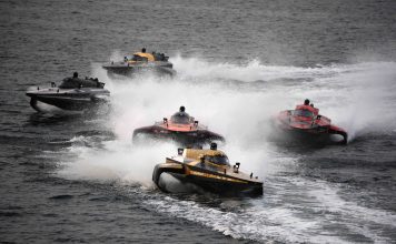 JEDDAH, SAUDI ARABIA - JANUARY 24: Emma Kimilainen (FIN) / Sam Coleman (GBR), Team Brady, leads the pack in the final 2 race during the E1 Series Jeddah GP on January 24, 2026 in Jeddah, Saudi Arabia. // Photo credit: Malcolm Griffiths / Getty Images