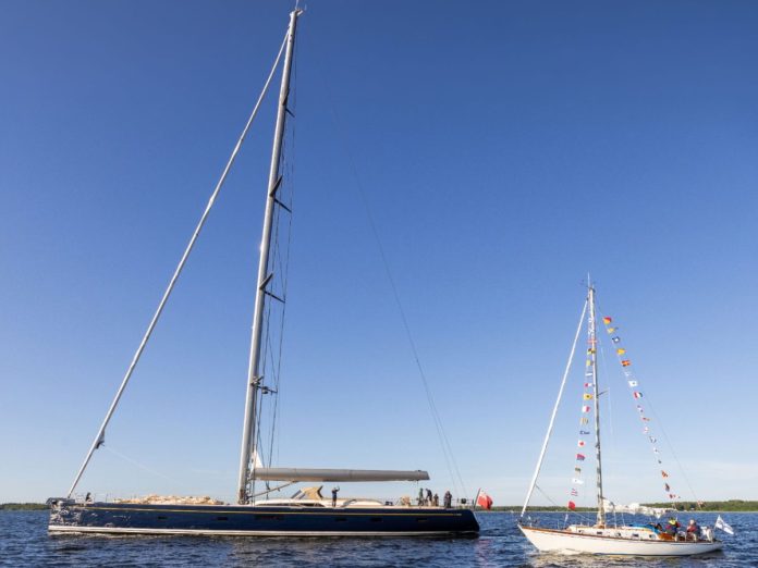 Swan 128 BeCool and Swan 36 Tarantella sailing together // Photo credit: Nautor Swan