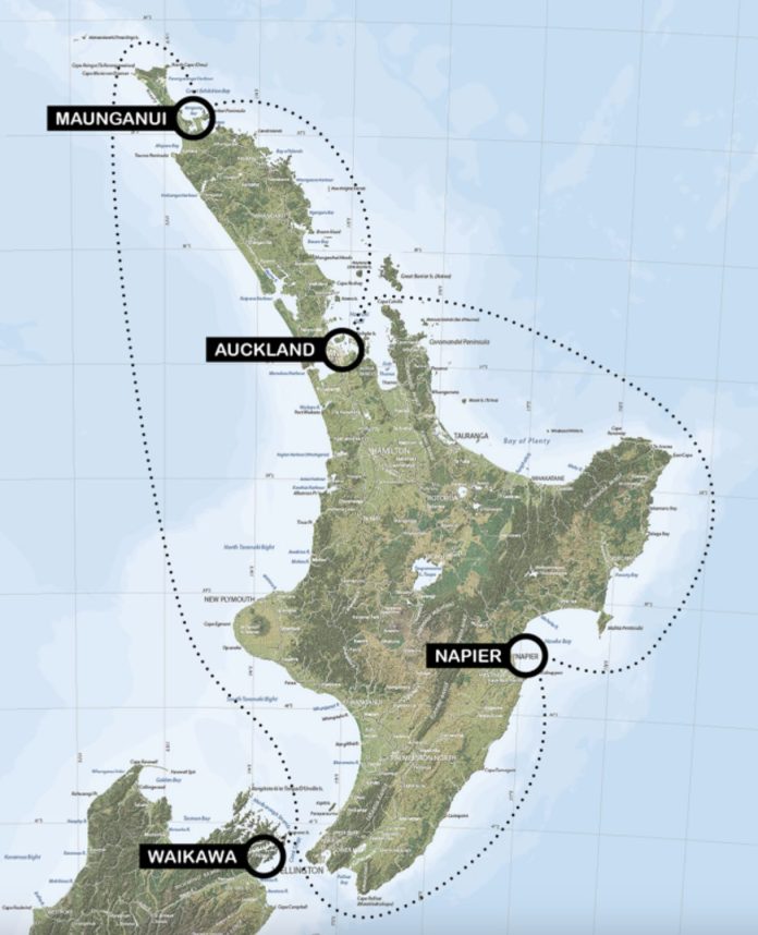 SSANZ map of Doyle Sails Round North Island Two Handed Sailing Race