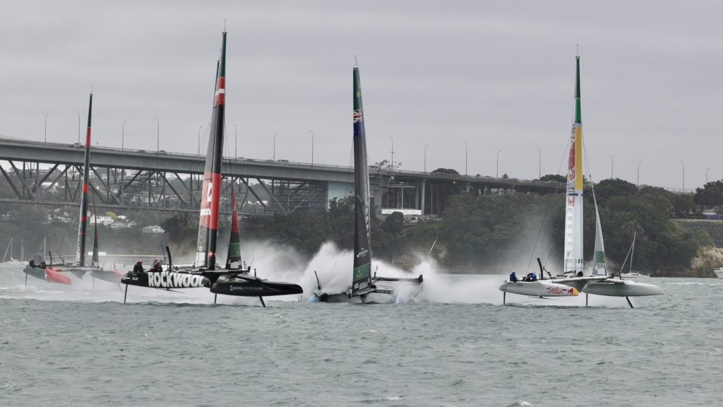 2026 SailGP Auckland. NZ vs France crash. // Photo credit: Boating NZ / Roger Mills