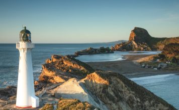 Castlepoint glows in the early morning light.