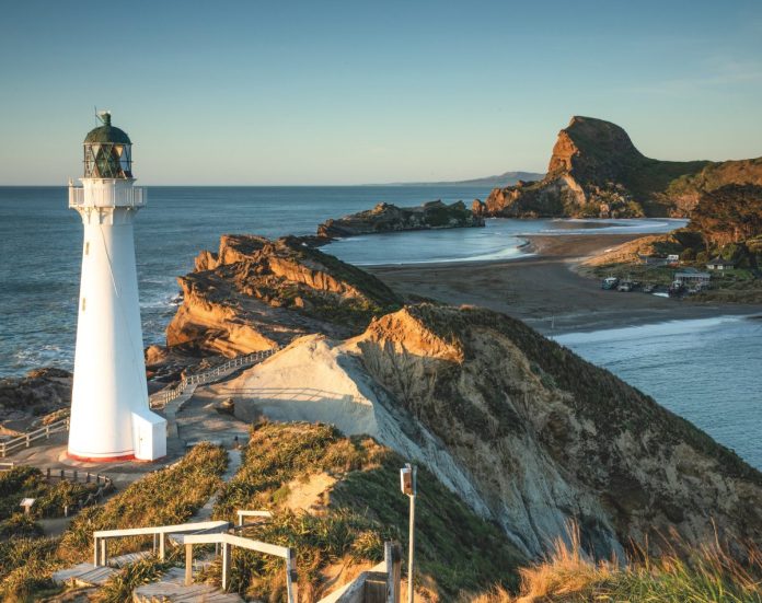 Castlepoint glows in the early morning light.