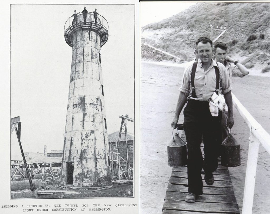The lighthouse under construction; The long jetty on the northern side.