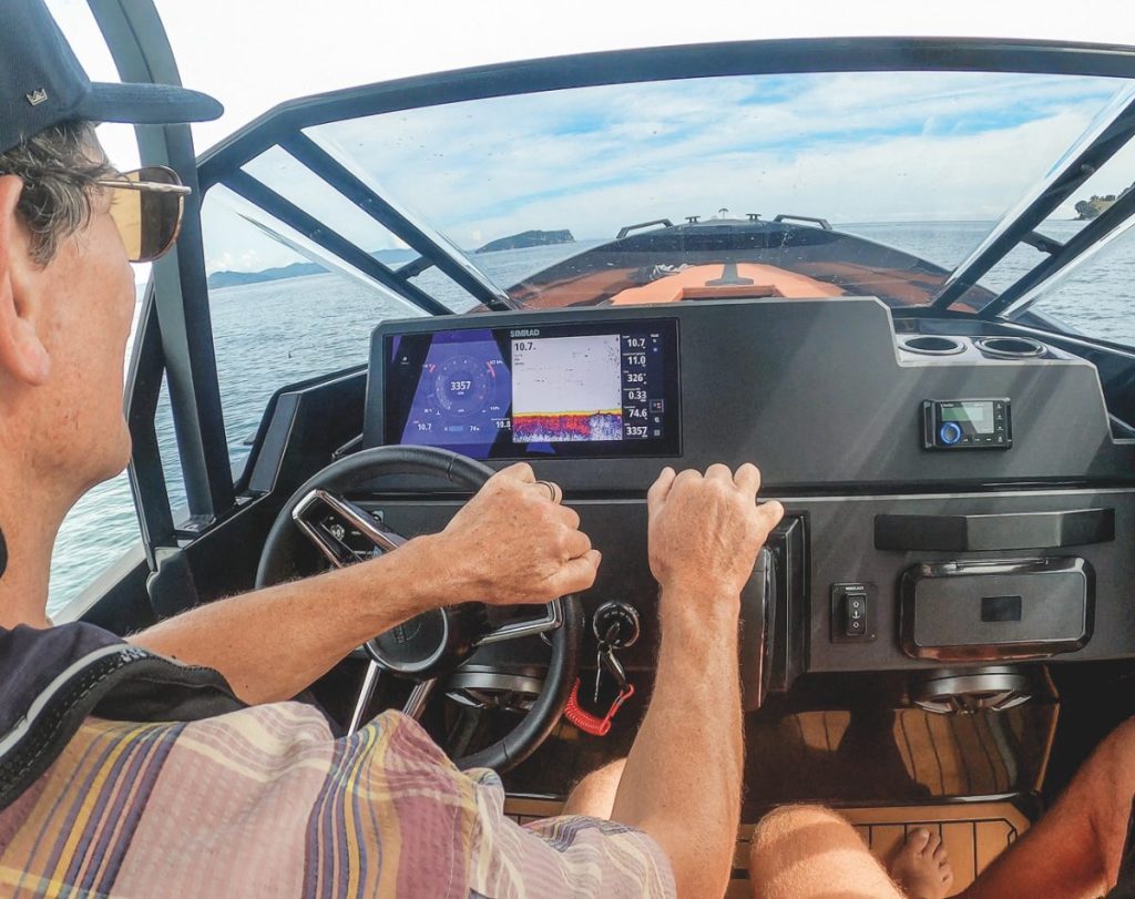 The cockpit layout works well, as does the helm, which has supportive seating and a practical, modern console design. Driving the boat is effortless.