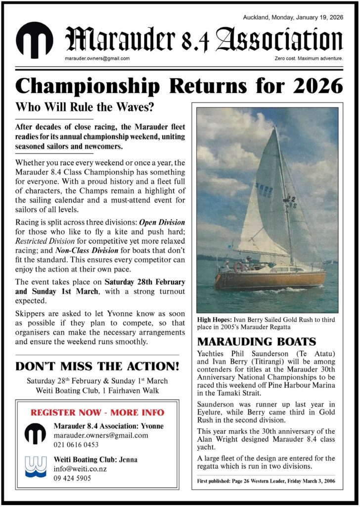 2026 Marauder 8.2 event notice // Photo credit: Yvonne McGill