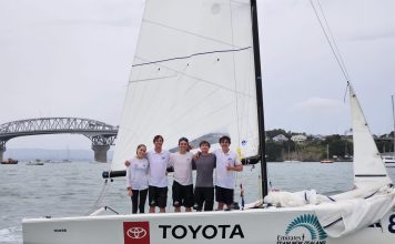 Fong edges Hyde in tight finish at 2026 New Zealand Youth Match Racing Trials Ethan Fong and crew at the 2026 NZ Youth Match Racing World Trails // Photo credit: RNZYS