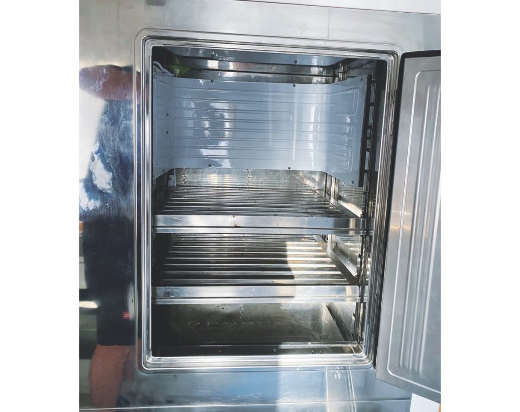 A galley fridge installed in an Azimut motor yacht.