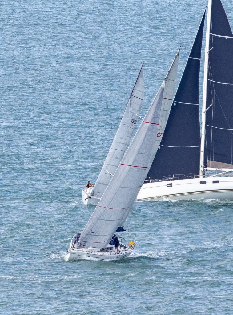 Ākonga at the start of the 2026 Doyle Sails Round North Island Two Handed Yacht Race. // Photo credit: Roger Hills / Boating NZ