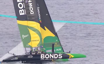 After a slow SailGP Rio opener, the Aussie leads while GBR scramble to recover SailGP Rio Fleet Race 4 // Photo credit: SailGP Media