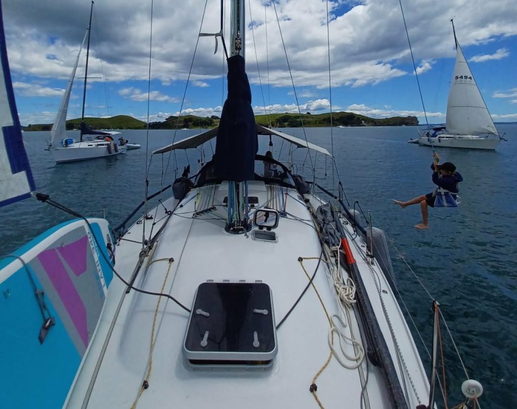 At anchor, this is where the boat comes into its own, space, freedom, and time on the water with family. // Supplied
