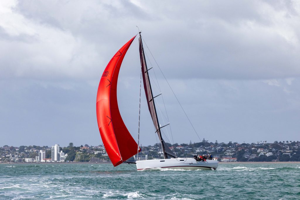 Equilibrium - we clocked her at 15 knots as they started to round North Head // Photo credit: Roger Mills / Boating New Zealand