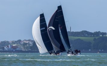 Clockwork following Mr Kite II, still in Waitemata Harbour // Photo credit: Roger Mills / Boating New Zealand