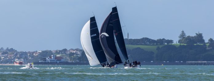 Clockwork following Mr Kite II, still in Waitemata Harbour // Photo credit: Roger Mills / Boating New Zealand