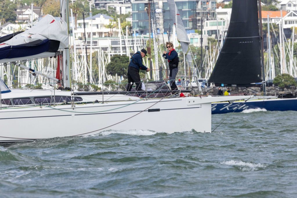 Ākonga at the start of the 2026 Three Kings Offshore Yacht Race // Photo credit: Roger Mills / Boating New Zealand