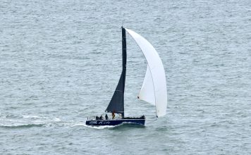 Mr Kite II close to the finish line // Photo credit: Roger Mills / Boating New Zealand