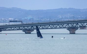 Motorboat III cross the finish line in the 2026 Three Kings Offshore Yacht Race. // Photo credit: Roger Mills / Boating New Zealand