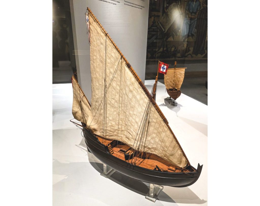 A model of the lateen-rigged caravel. It’s agility and windward. // Photo credit: LAWRENCE SCHÄFFLER