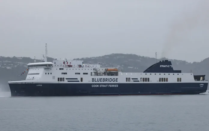 StraitNZ Bluebridge Livia ferry. // Photo credit: Samuel Rillstone / RNZ