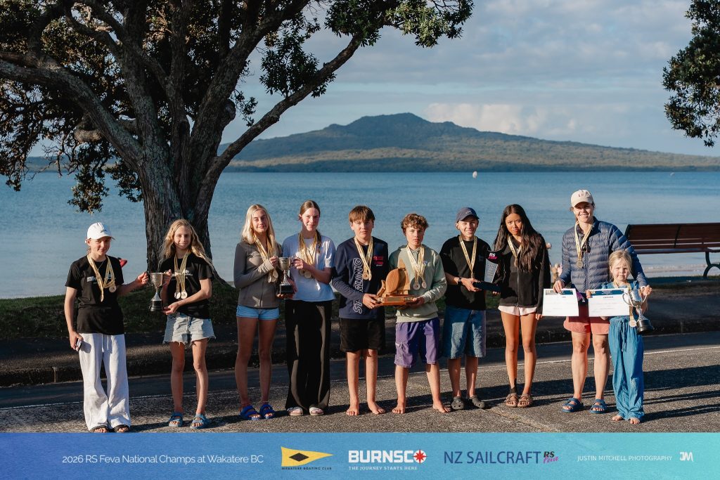 Prizegiving - 2026 NZ RS Feva National Champs at Wakatere BC // Photo credit: Justin Mitchell www.justinmitchell.co.nz @jl_mitchell_