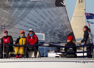 Holly Farmer at the helm of Escape in the 2019 AWKR – Australian Women’s Keelboat Regatta Holly Farmer at the helm of Escape in the 2019 AWKR – Australian Women’s Keelboat Regatta