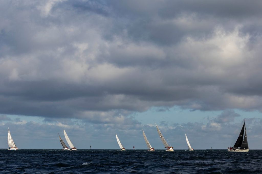 The fleet stretched across Port Phillip in the 2025 Australian Women's Keelboat Regatta // Photo credit: Andrea Francolini / AWKR