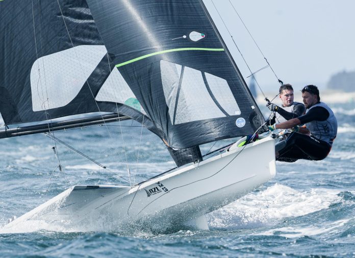 49er, 49erFX and Nacra 17 World Championships, Day 2: Mattias Coutts and Oscar Gunn surge up standings on dramatic day for New Zealand // Photo credit: Sailing Energy