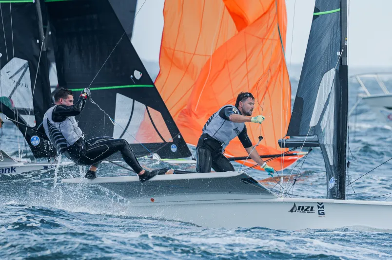 Mattias Coutts and Oscar Gunn remain in contention for the next phase of competition. Photos / Sailing Energy