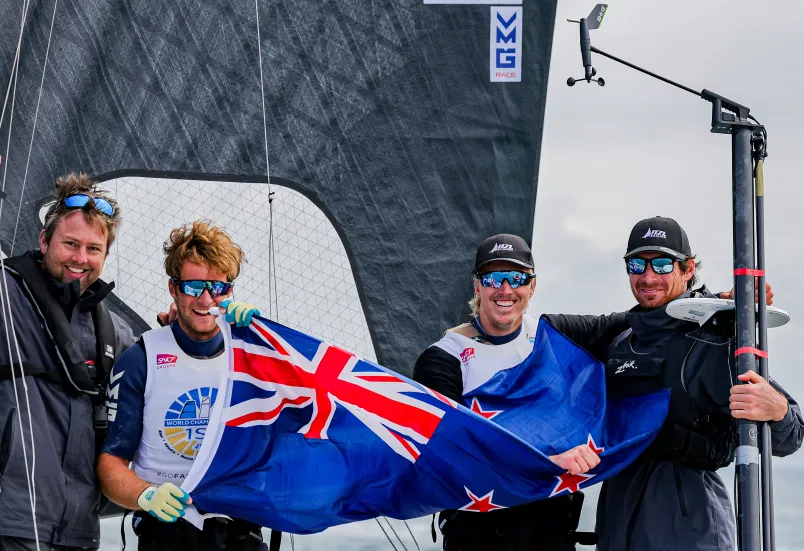 2026 49er, 49erFX and Nacra 17 World Championships, Day 6: New Zealand duo Seb Menzies and George Lee Rush claim world title with dramatic comeback in final race